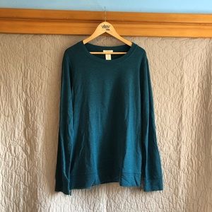 Matty M Teal Blue Long Sleeve Top Shirt w/Side Zipper Accent Womens Size…